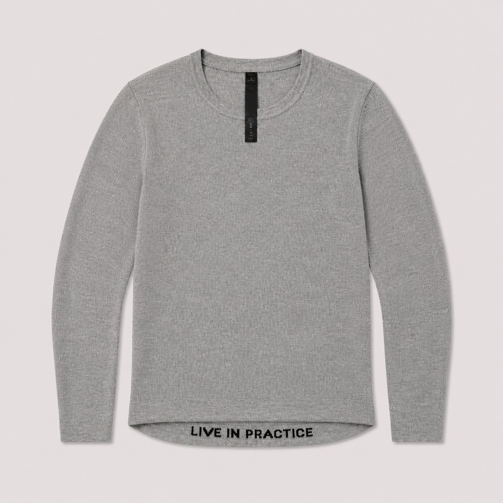 Lululemon Mens M Merino Wool Sweater Gray Crewneck Live In Practice